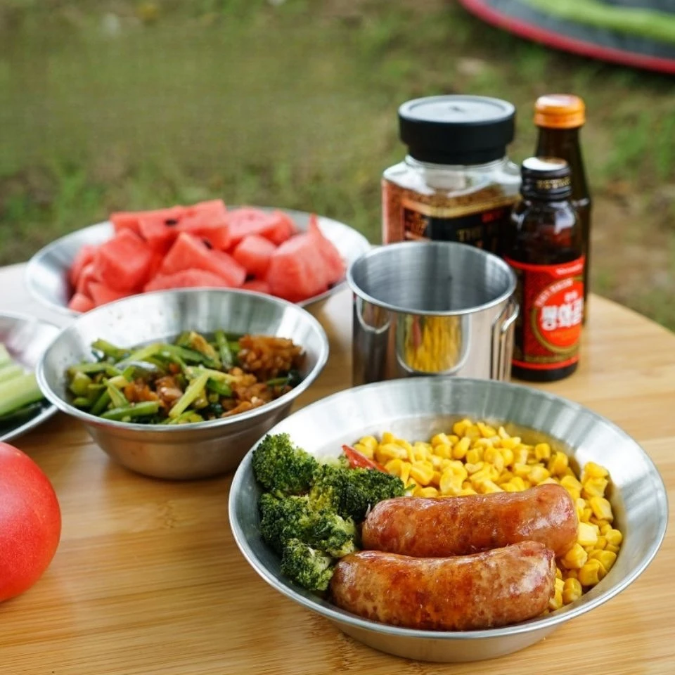 

Набор уличной столовой посуды 201, тарелки из нержавеющей стали, миски, посуда для барбекю, гриля, посуда для кемпинга, пикника