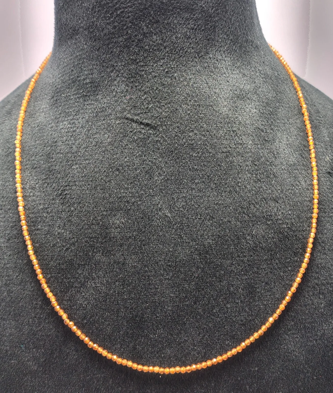 

16" necklace round axinite gomed gemstone set in fine 925 silver with 2 mm bead