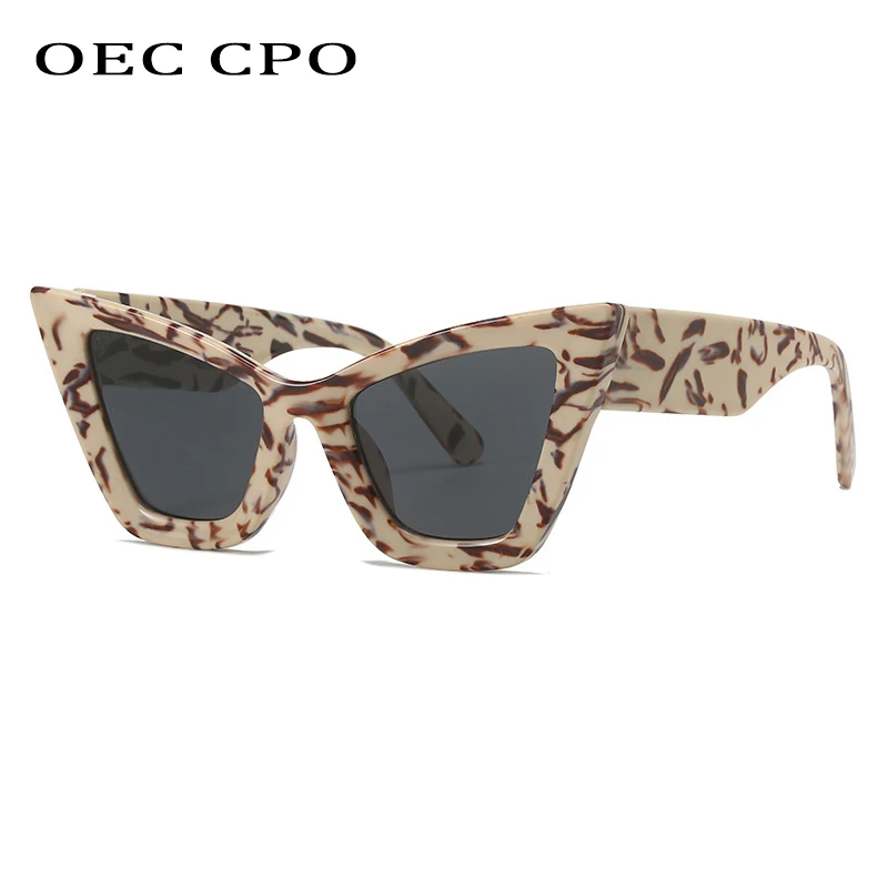 OEC CPO Vintage Cat Eye Sunglasses for Men Women 2023 Fashion Colourful Shades Eyewear Female New Ins Popular Sun Glasses UV400