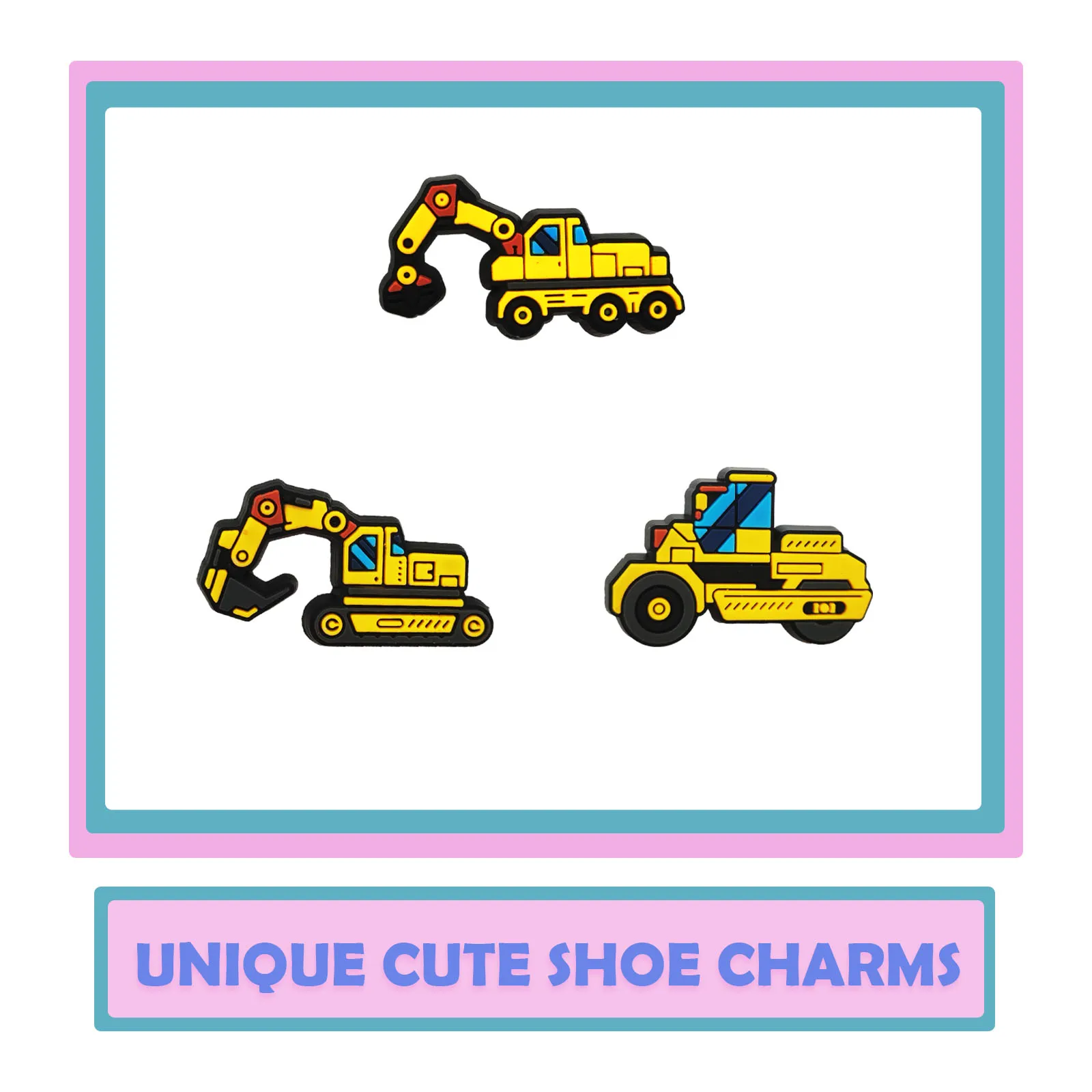 12Pcs Engineering Vehicle Series Shoe Charms For Shoe Key Chain Sandals Beach Bags, DIY Shoe Decorations Accessories Shoes Pins