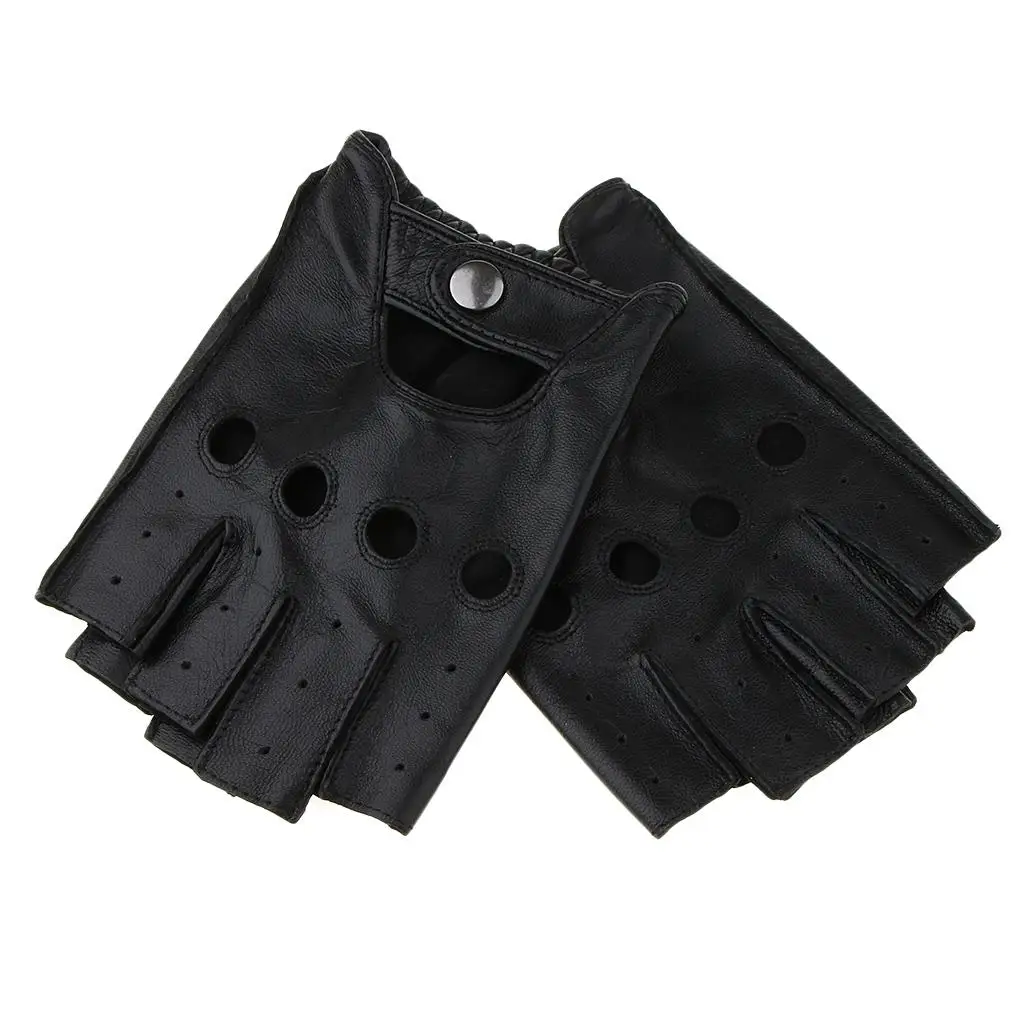 Retro Leatherette Fingerless Gloves Men Women Half Finger Lightweight Biker Cycling Driving Gloves for Summer Outdoor