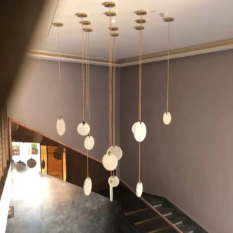 

2025 New Gold Metal Round Marble Chandelier Dimmable Pendant Lamp for Living Room, Villa Modern Ceiling Luster Lighting