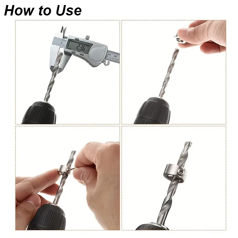 Drill Bit Depth Stopper Limiter Collar Set Adjustable Attachment Limit Ring Stop Control Guide Gauge Position Precision Kit