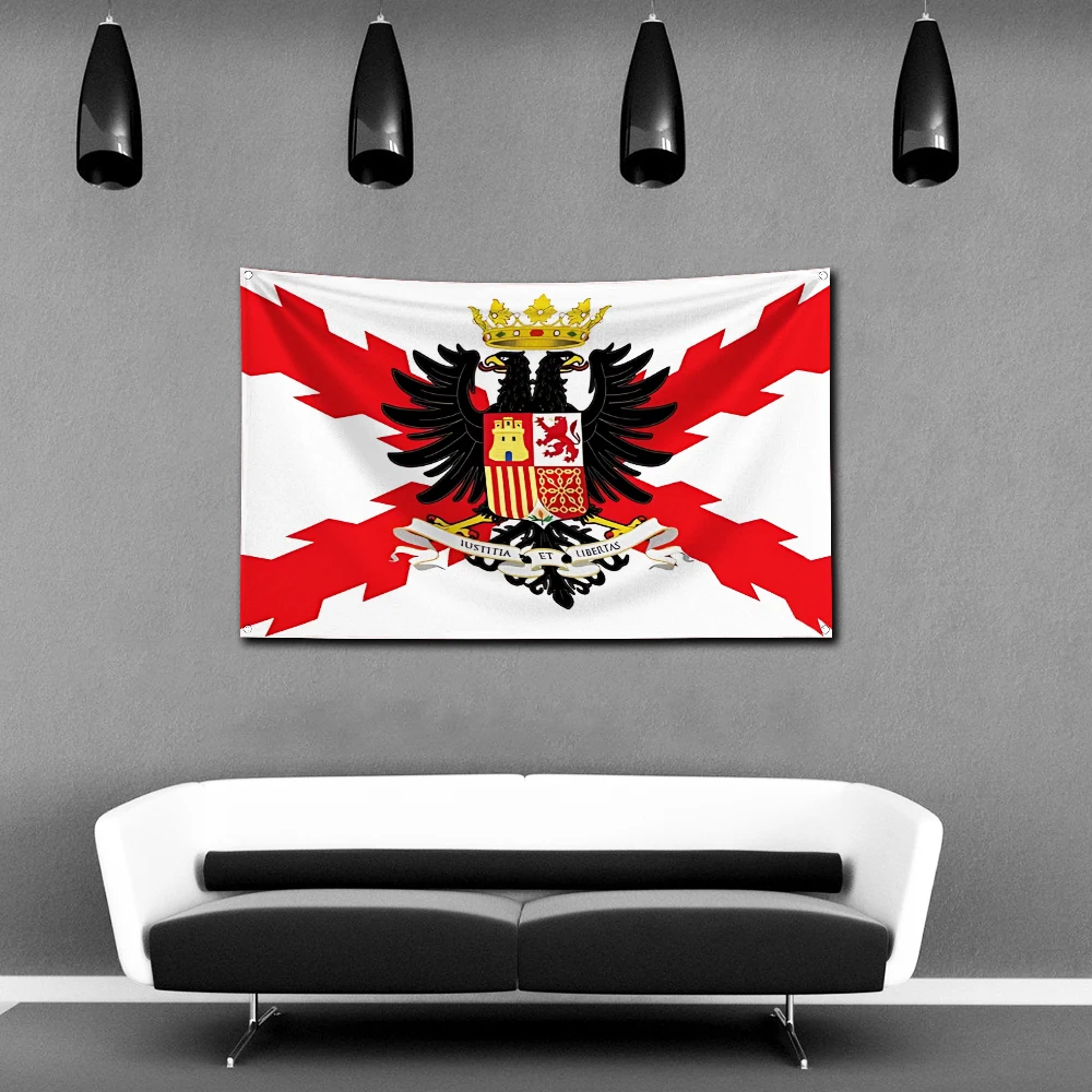 Spanish Empire Cross of Burgundy Flag Polyester Digital Printing Banner 4 Sizes for Garage Wall Art Out Door Decoration