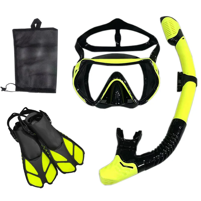 Outdoor Sports Diving Mask Breathing Tube Adjustment Flippers Frog Shoes Three Piece Set Floating Diving Goggles