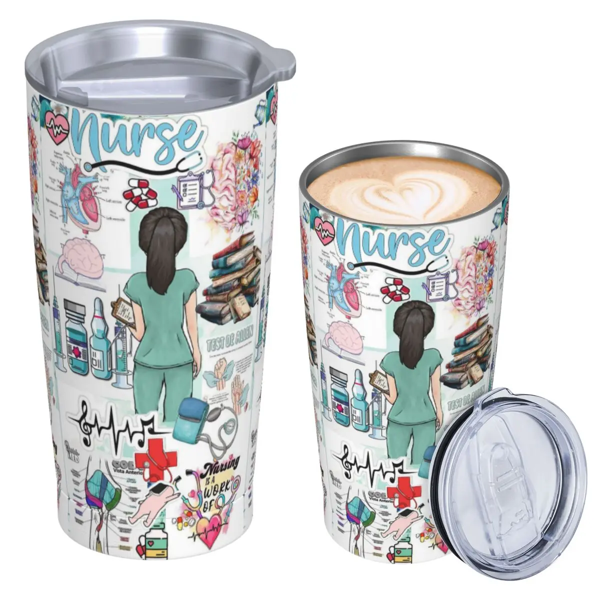 Enfermera En Apuros Doctor Nurse Stainless Steel Tumbler Vacuum Insulated Mug Thermal Cold Cup Straw With Lid 20oz