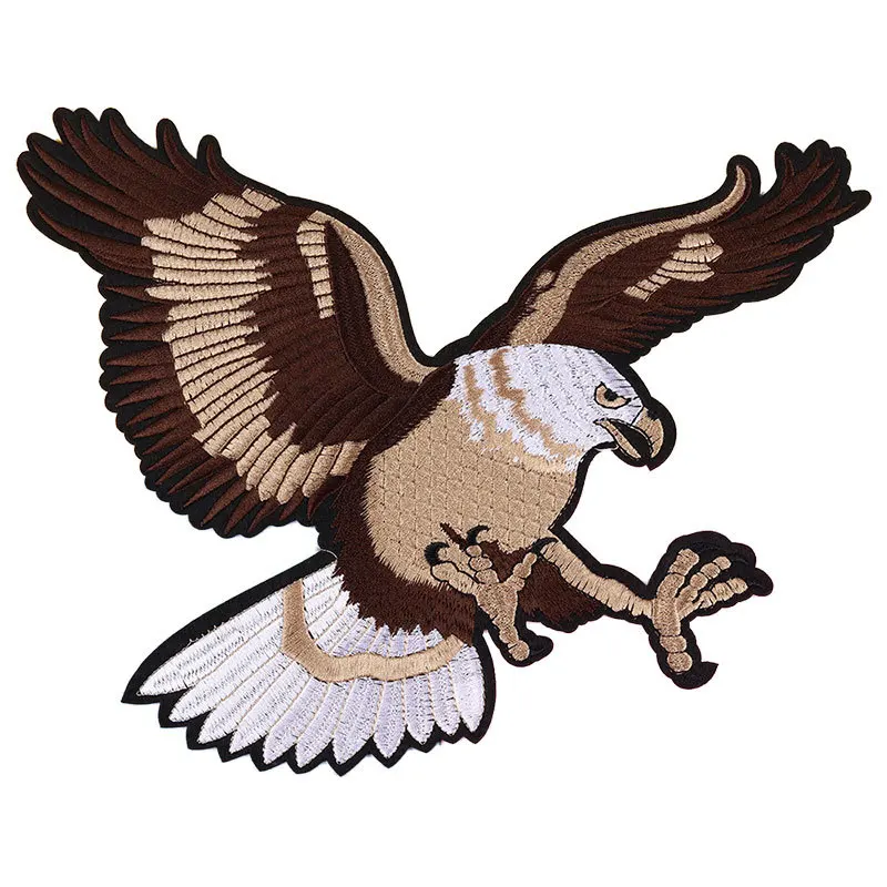 Large animal eagle size: 29.3 * 21CM Embroidery Cloth Patch Punk Pattern Patches DIY Iron/Sewing Clothing Decor Accessories