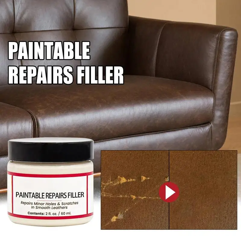 60ml Leather Filler Repair Compound Leather Restoration Cream for Car Seats Shoes Boots Leather Refurbish Car Care Accessories