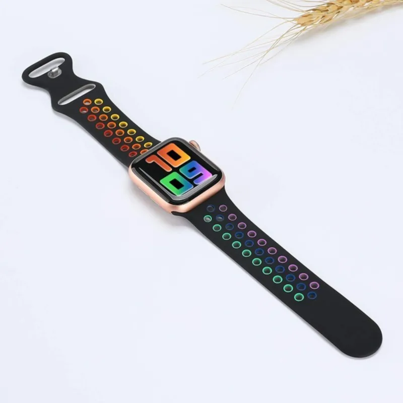 Sports Strap for Apple Watch Band 45mm 44mm 41mm 40mm 42/38MM Air hole Silicone Bracelet iwatch series 8 7 6 SE 5 4 3 Ultra 49mm