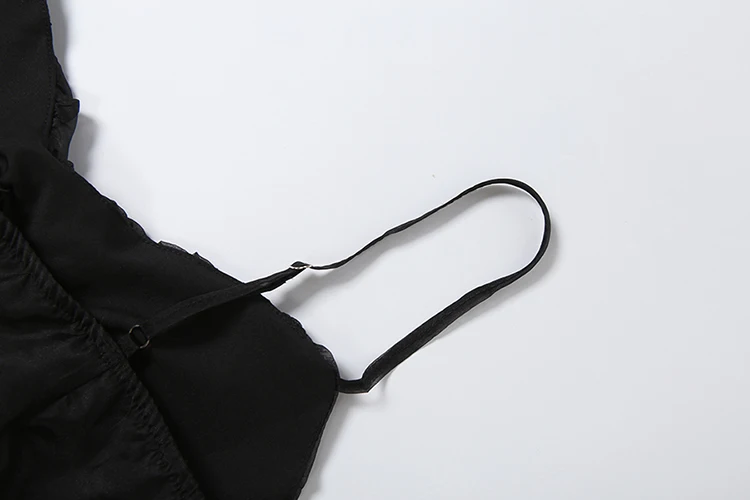 Weird Puss Quastenkleid für Damen, tief ausgeschnittenes, ärmelloses, figurbetontes Kleid mit Falten, einfarbig, Sommermode, für Abschlussball, Party, klassisch, schlicht, schick, Mini-Bodycon – Detail 7