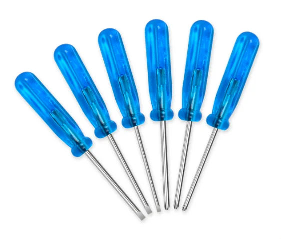 8 pieces Mini Crystal Blue Handle Screwdriver 45mm Full Length Mobile Phone Repair Tool Toy Included Free Delivery