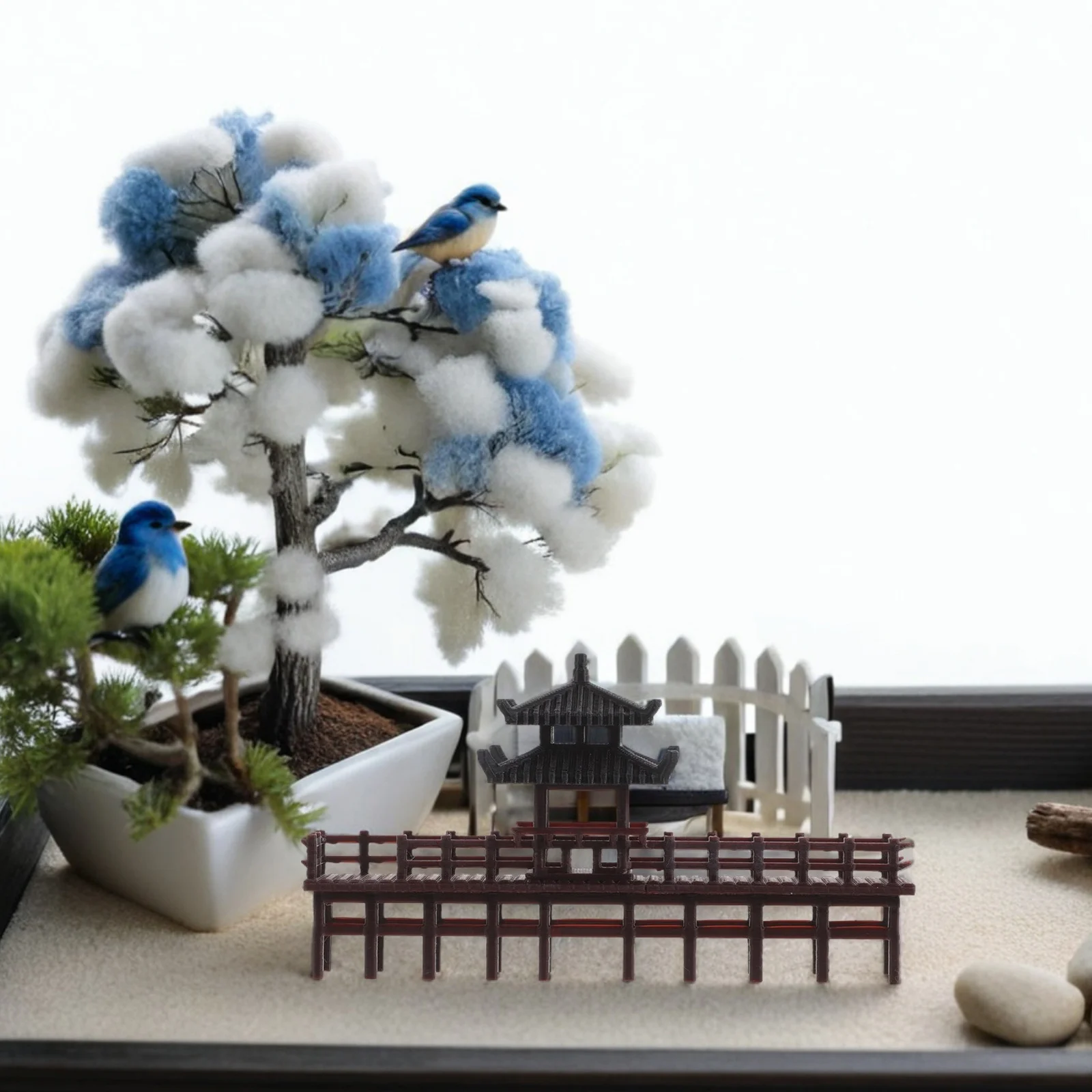 

Miniature Chinese Pavilion Bridge Traditional Design for Fish Tank Bonsai Garden Aquarium Decoration Landscape Ornament