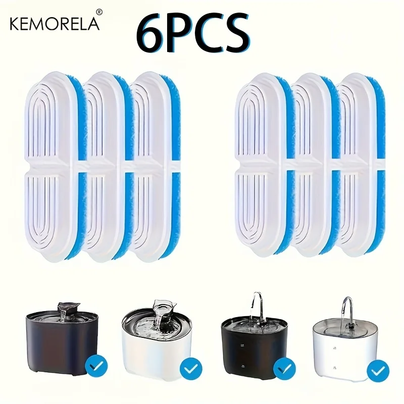 KEMORELA 6/10/16pcs Pet Water Dispenser Filter Cat Water Fountain Filter Drinking Fountain Filter Cycle Filtering Easy To Clean