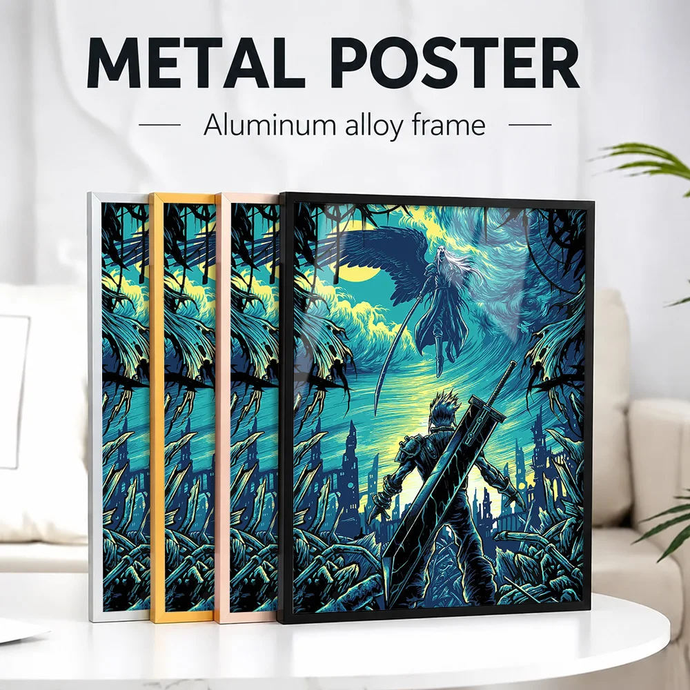 Final Fantasy Confrontation Metal Poster With Aluminum Alloy Frame Personalized Photo Dark Medieval Style Wall Art For Library
