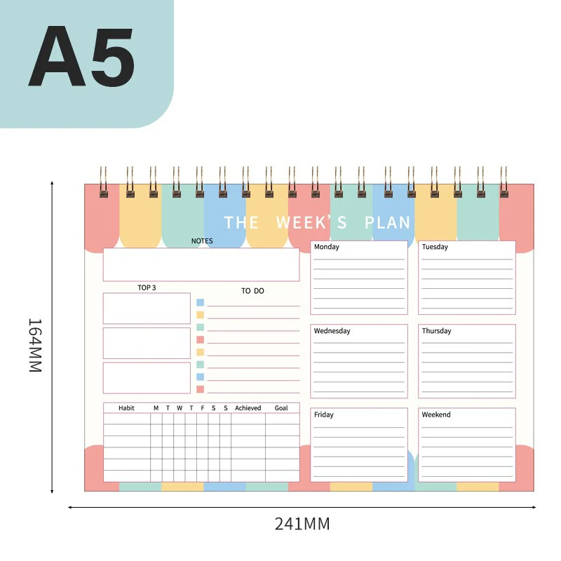 Schedule Book To Do List Notebook 104 Pages Weekly Planner Daily Plan Coil Notebook Spiral Notepad
