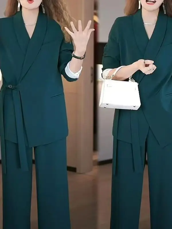 

Стильный комплект из двух предметов: широкие брюки и топ, свободный крой, весна-осень, большие размеры, женская одежда, элегантный наряд для зрелых женщин, полиэстер.