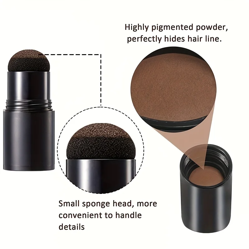 Barra de polvo temporal para línea de cabello de 14 colores, polvo de relleno de línea de cabello impermeable, polvo de sombra de cabello, pluma de esponja para sombreado de cabello