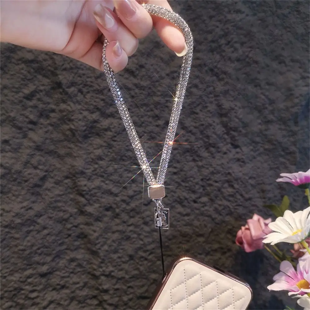Full Diamond Rhinestone Phone Lanyard Diamond Pendant Wrist Chain Diamond Phone Lanyard Short Anti-lost Cellphone Chain
