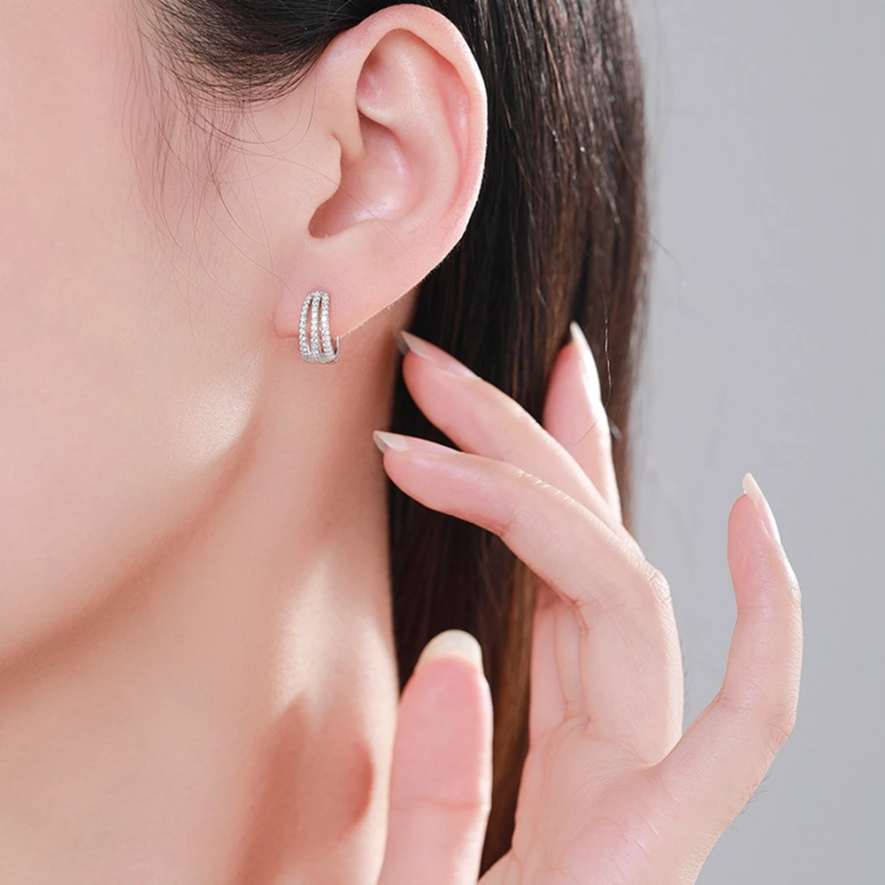 PuBang Fine Jewelry 925 Sterling Silver Full High Carbon Diamond Hoop Earrings for Women Anniversary Wedding Gifts Drop Shipping