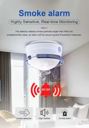 CPVan-Detector de humo WiFi, Control por aplicación Tuya, alarma de incendio, Detector sensible para seguridad del hogar, Sensor de protección contra incendios