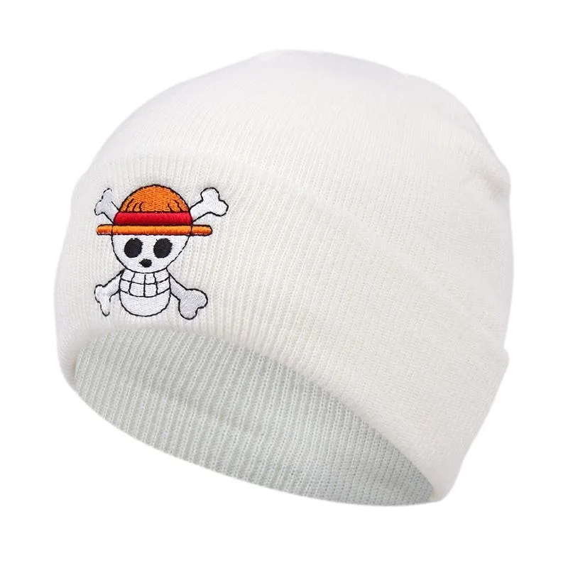 Anime One Piece Luffy gorro de punto atractivo de moda Otoño/Invierno pareja Color sólido cálido sombrero frío accesorios de ropa