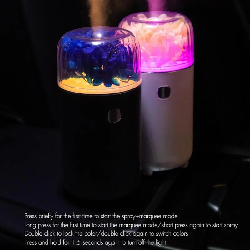 Eternal Flower Humidifier Car Humidifiers With 6 Color Lights Aromatherapy Diffuser Quiet Humidifiers For Home Spa Gym