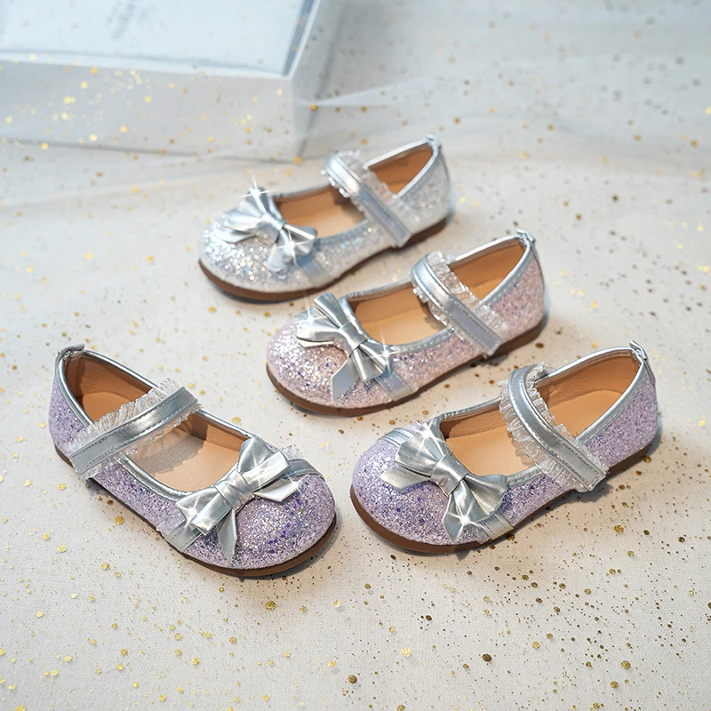 

Girls Glitter Dress Shoes for Princess Party Wedding Kids Casual Leather Shoes Sweet Elegant Children Sparkle Mary Jane Shoes