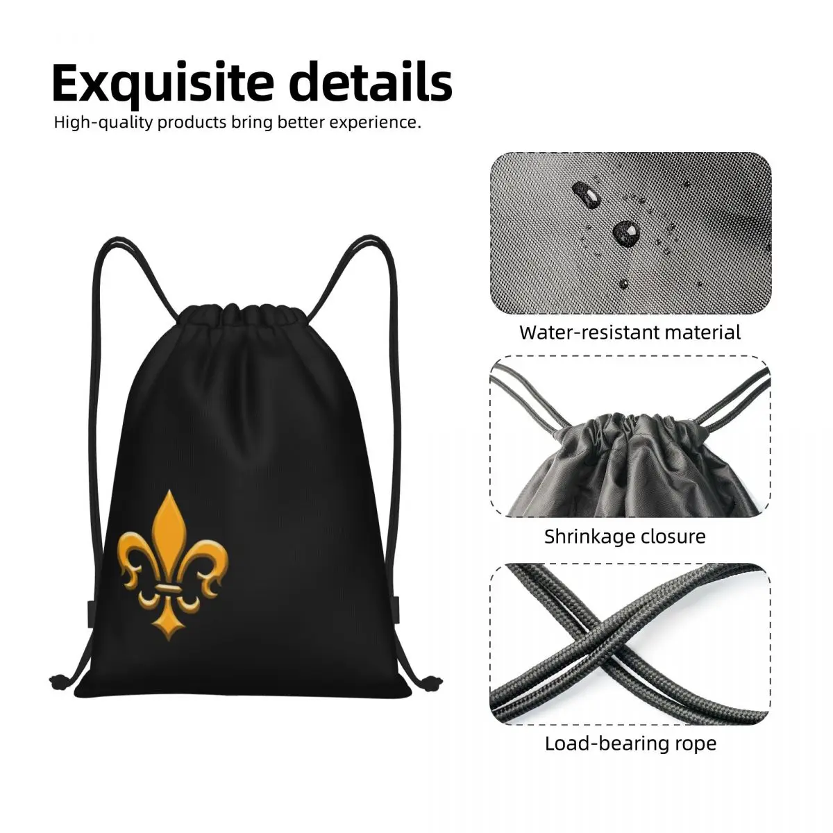 Bolso con cordón De flor De Lis para hombre y mujer, Mochila deportiva portátil para gimnasio, con símbolo De flor De lirio, a la moda