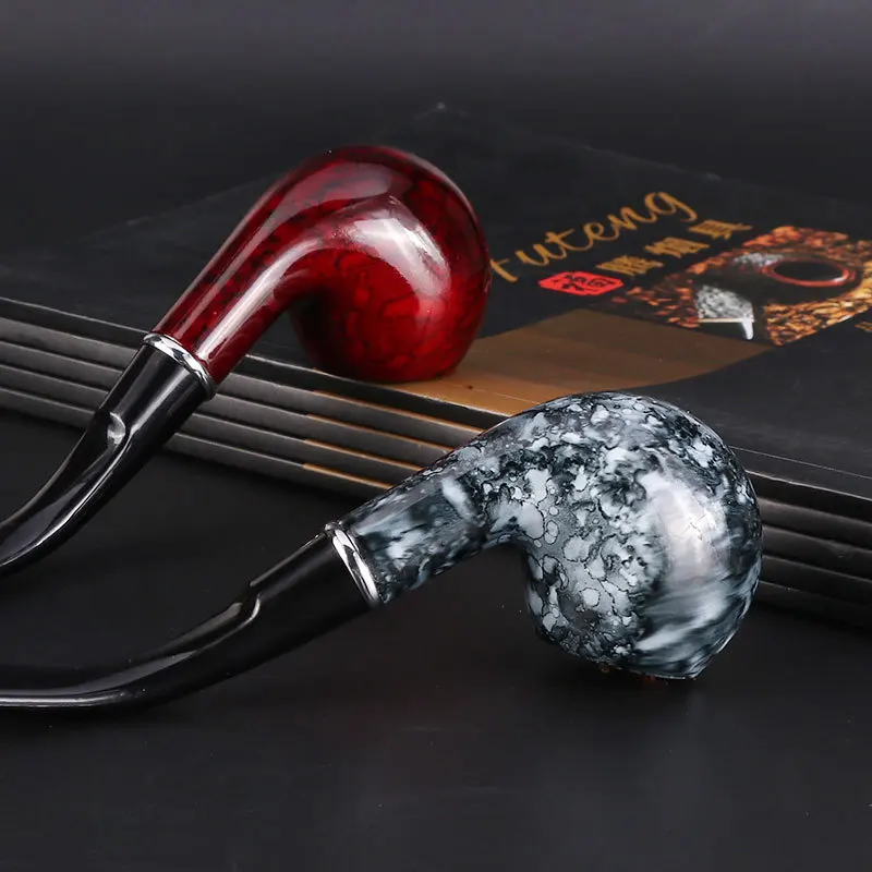 3 Devise  Frosted Smoking Pipe Black Resin Marbling Tobacco Pipe with Filter Smoking Accessories Men\'s Holiday GiftTool