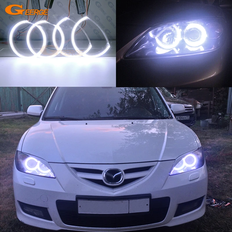 

For Mazda 3 Mazda3 BK 2003 2004 2005 2006 2007 2008 Day Light Excellent Ultra Bright COB Led Angel Eyes Kit Halo Rings
