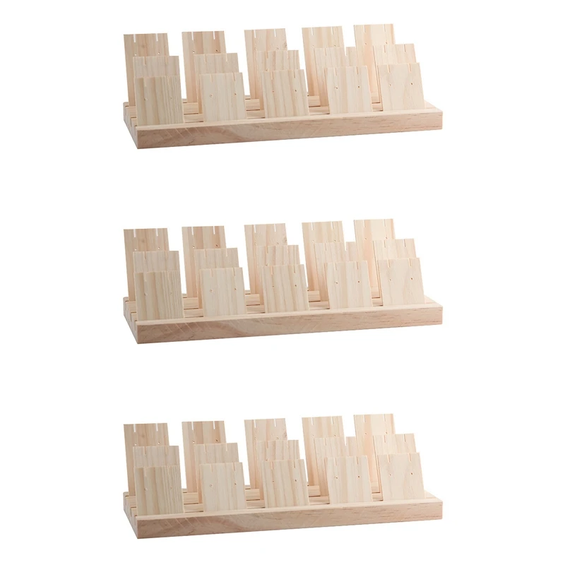 

3X Wood Jewelry Display Necklace Charms Jewelry Display Tray Pendant Earrings Card Style Pendant Display Card 3 Slots