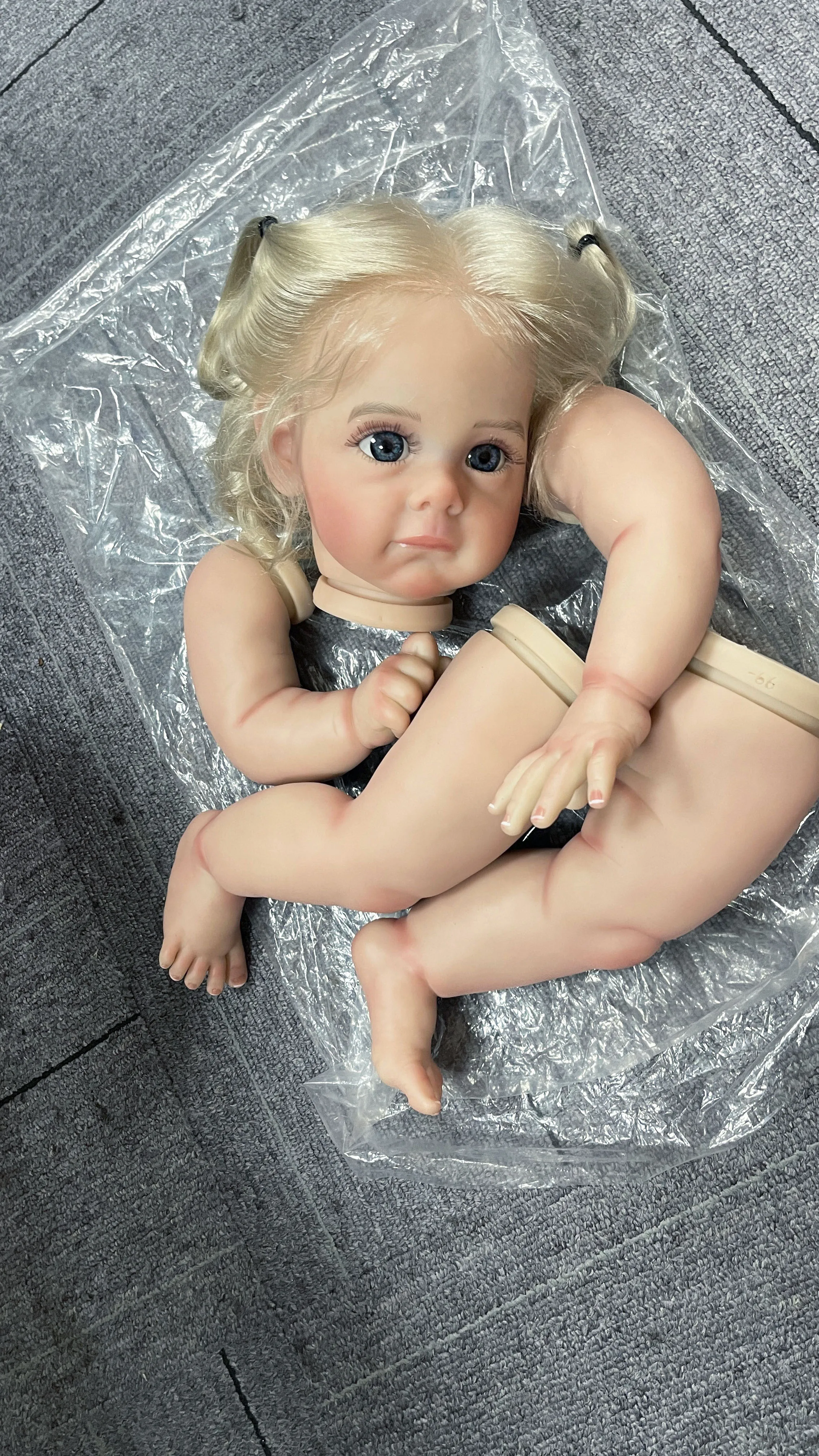 21Inch Maggi Reborn Doll Kit Unassembled Already Painted Doll Parts with Rooted Hair with Visible Veins with body and eyes