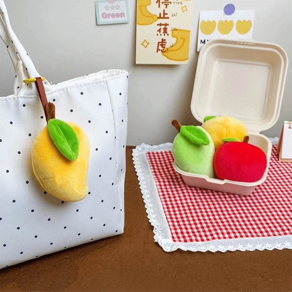 

Cute Mango Fruit Key Chain Orange Cartoon Bag Pendant Solid Color Birthday Gift Key Ring Children