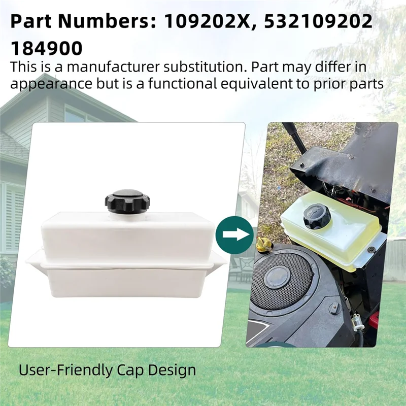 

Топливный бак и крышка топливного бака газонокосилки BAAR заменяет номер детали 184900 532184900, заменяет 532109202, 105738X, 109202X