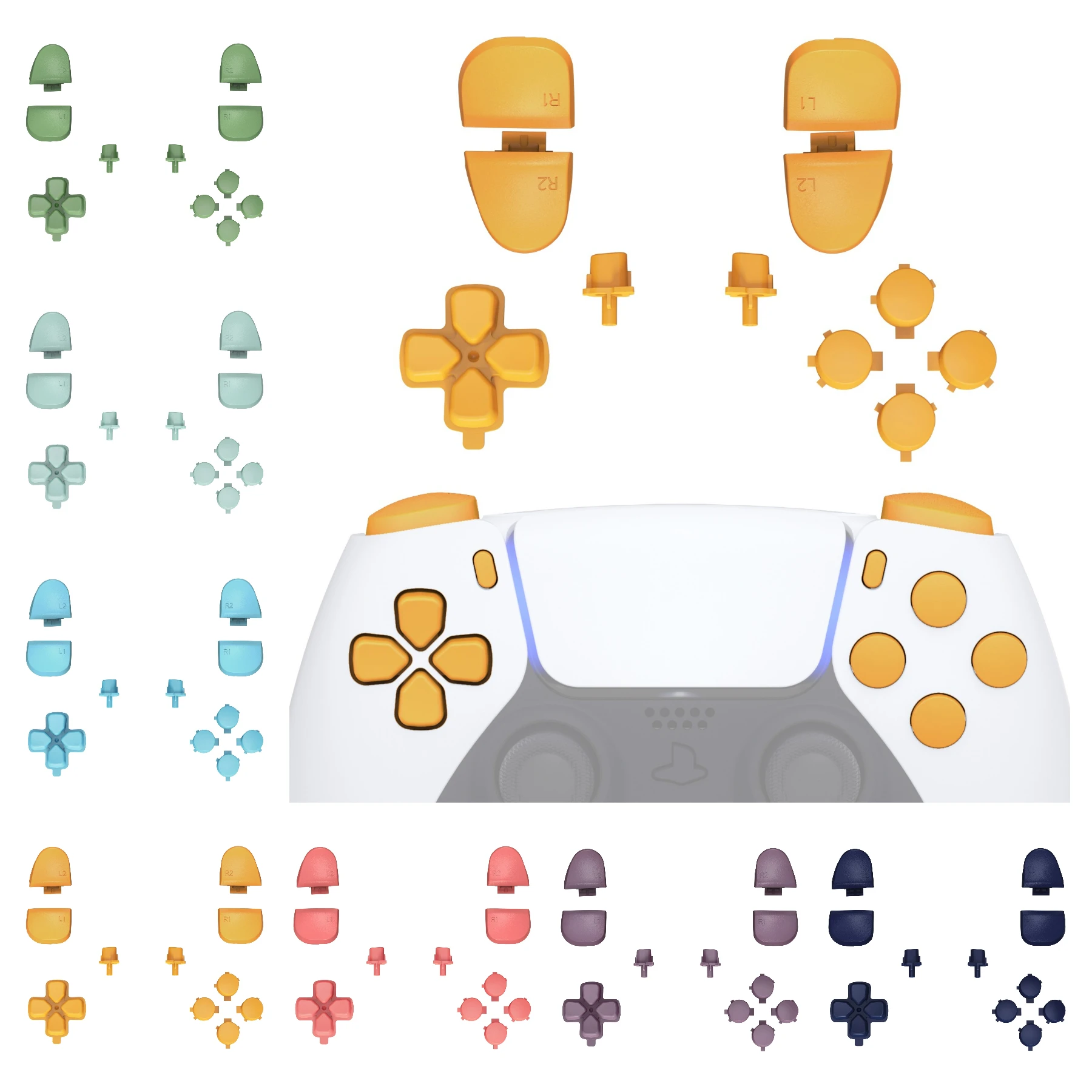 

eXtremeRate Replacement D-pad R1 L1 R2 L2 Triggers Face Buttons, Full Set Buttons Compatible with ps5 Controller BDM-030/040/050