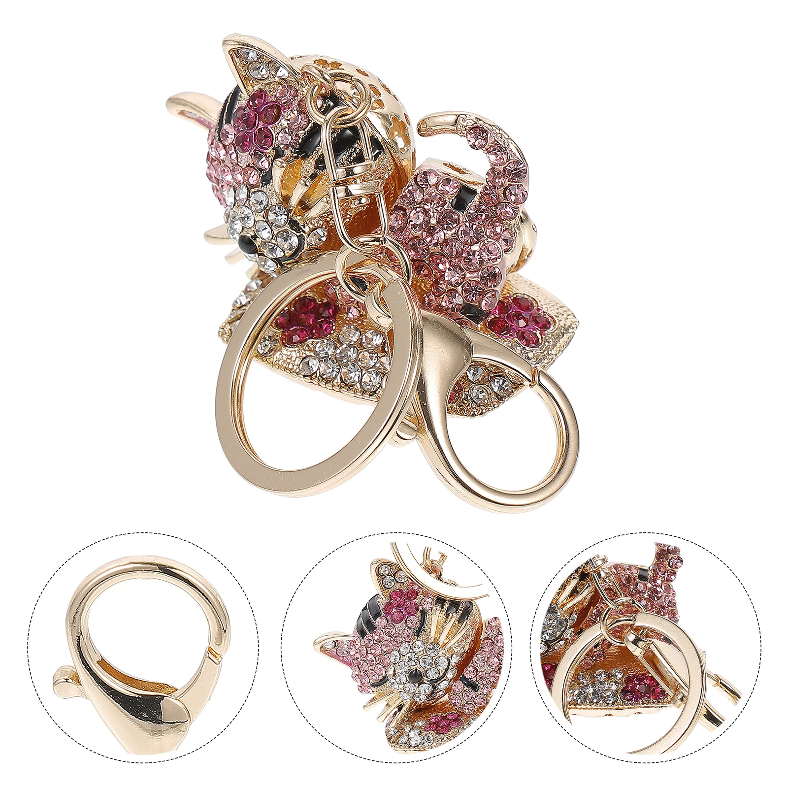 

Cute Cat Rhinestone Decorative Bag Pendant Key Ring Decorative Bag Pendant Sleep Cat Charm Hanging Accessories