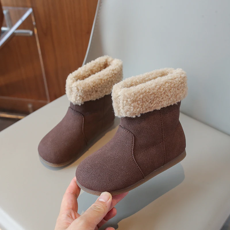 Comfortable Girls Cotton Boots with Anti Slip Soft Sole and Wear-resistant Sleeve 2024 New Winter Plush Warm Casual Cotton Boots