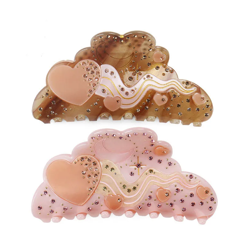 

Popular Heart Hair Claw Clip for Women Girls Charming Handmade Hair Jewelry Ornament Accessory - Ponytail Holder for Wedding