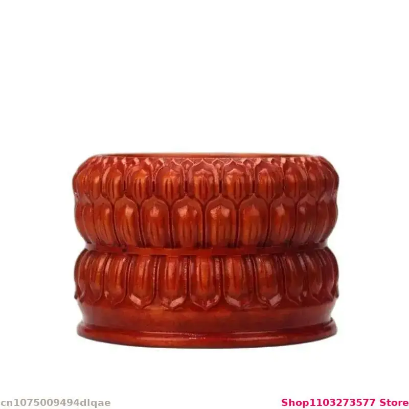 Piedistallo per esposizione di loto con intaglio di radici in legno massello Mini scultura Decorazione piedistallo Vaso Decorazione artigianale in ceramica Base Zen