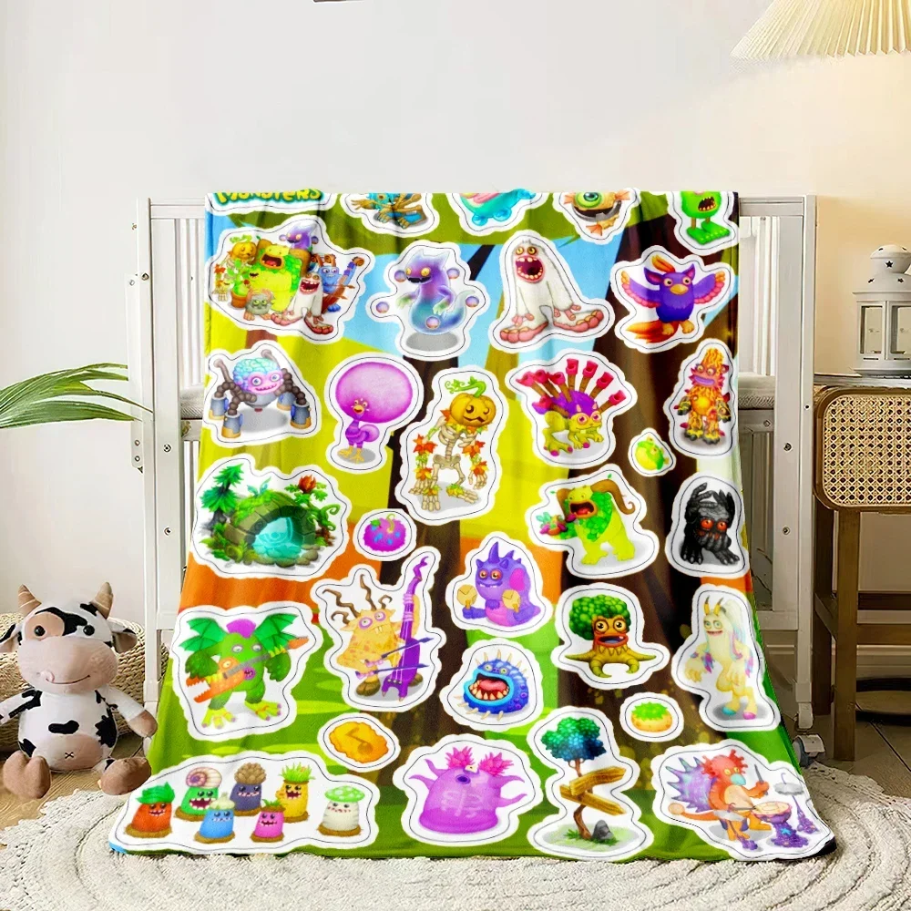 

Cartoon Popular Game Printed Blanket Lightweight Flannel Throw for Sofa Bed Travel Camping Livingroom Office Couch Chair Carpet