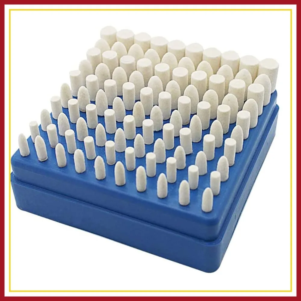 

100 Pcs Wool Polishing Bits - 1/8 Inch Shank Compressed Felt Polishing Bits Buffing Kits for Rotary Tool