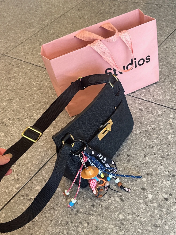 

Top Layer Cowhide Bag Single oulder Slant Cross Women's Commuter Tote Bag Soft Handle Color Blo Casual Sle