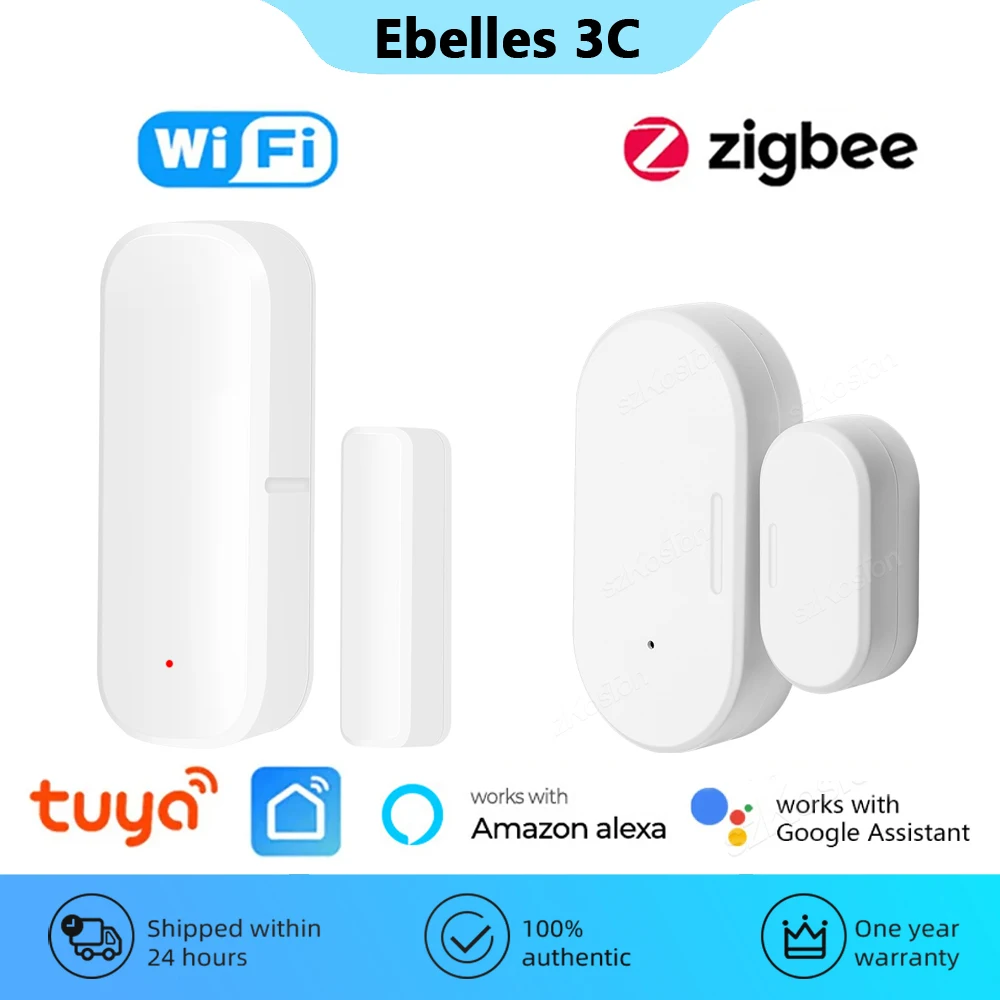 Tuya Zigbee WiFi Door Sensor Smart Home Security Alarm System Door Window Open Closed Detector Smart Life APP for Alexa Google