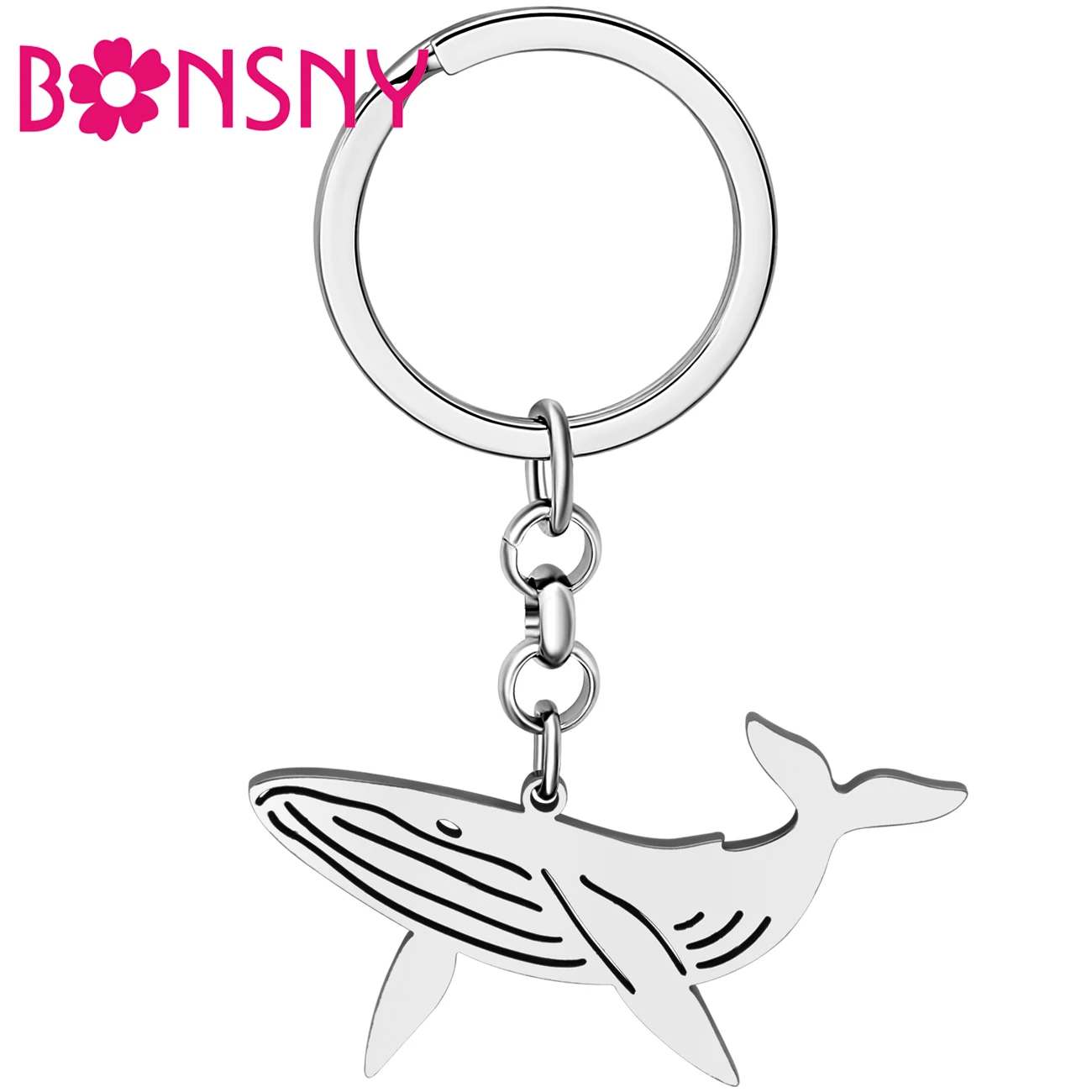 

Bonsny Stainless Steel Silver-plated Killer Whale Keychains Whales Key Chains Key Ring For Women Girls Friends Gifts