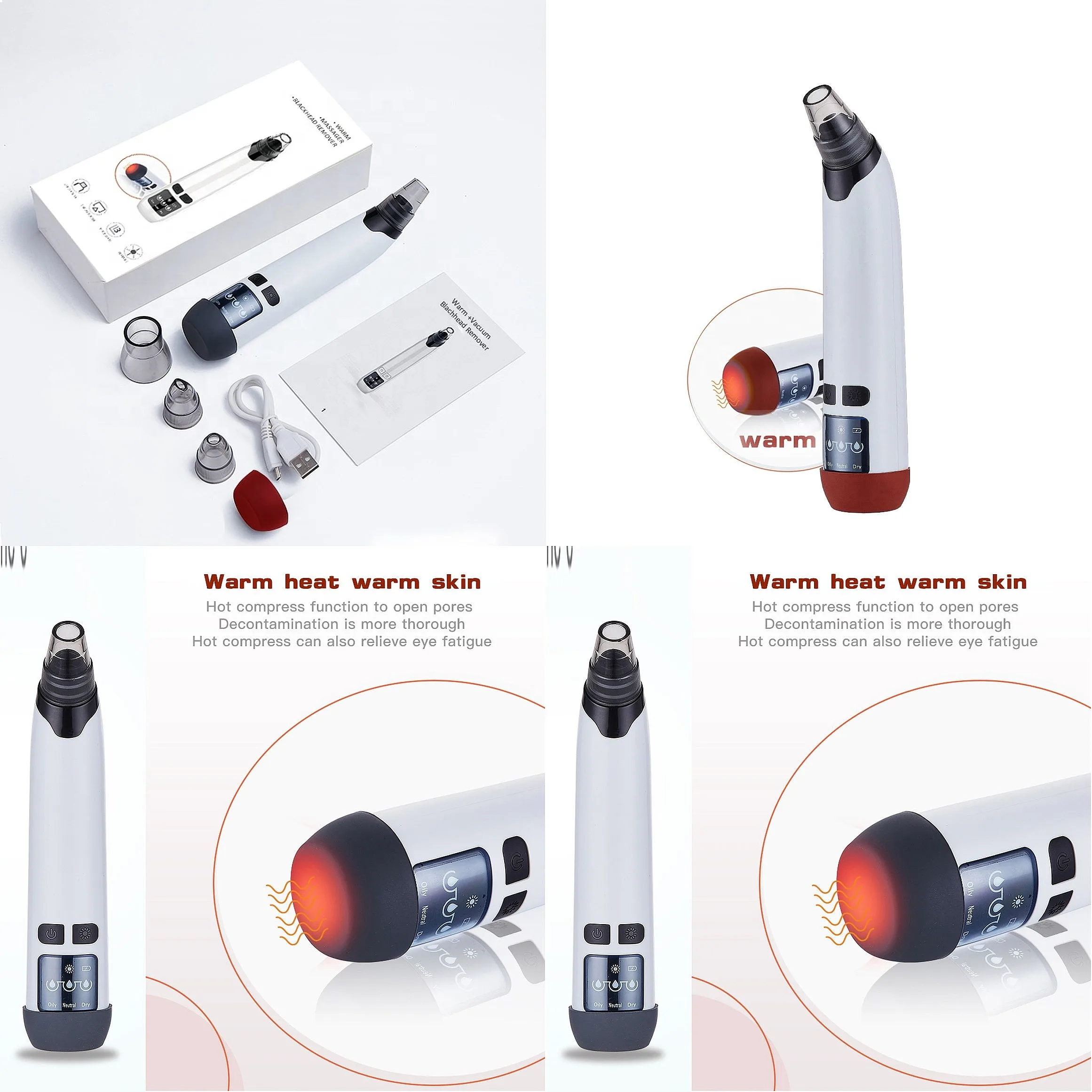 Latest Hot Selling Kin Care Tool Kit Rose Gold Vacuum Pore Cleaner Aten Blackhead Remover for Facial Skin Scrubber B Plugs