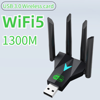 WiFi USB Adapter Dual Band 1300Mbps 2.4G/5Ghz Wi-Fi Dongle USB3.0 802.11AC 4-Antenna Wireless Receiver For PC/Laptop Driver Free