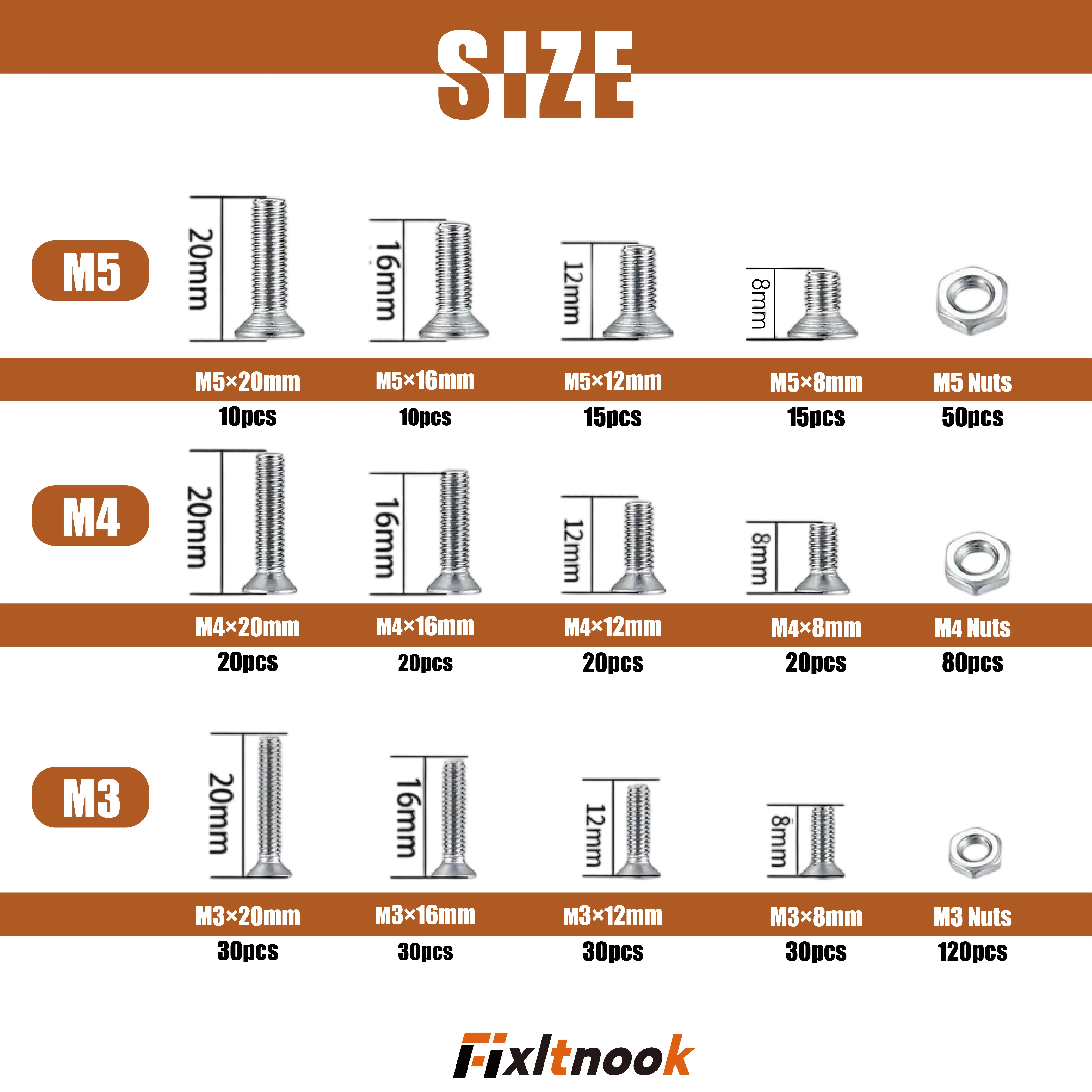 500 pezzi, viti a esagono incassato in acciaio inossidabile 304 di alta qualità - Robusto design svasato