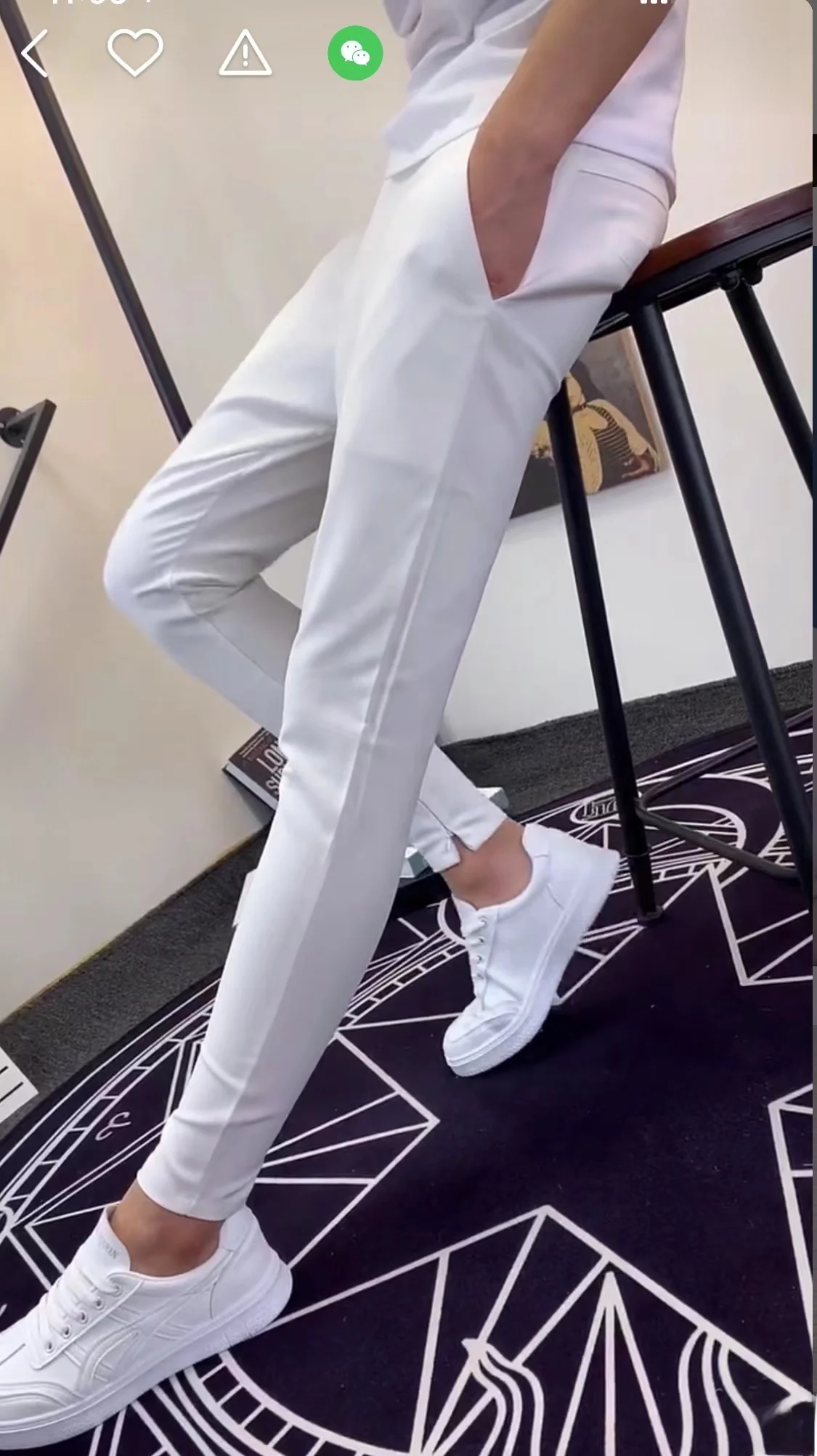 

Spring Summer Men's Slim Fit Straight Leg Zipper Pants Casual Clean White Versatile Long Trousers Youth Faion Cool Sle