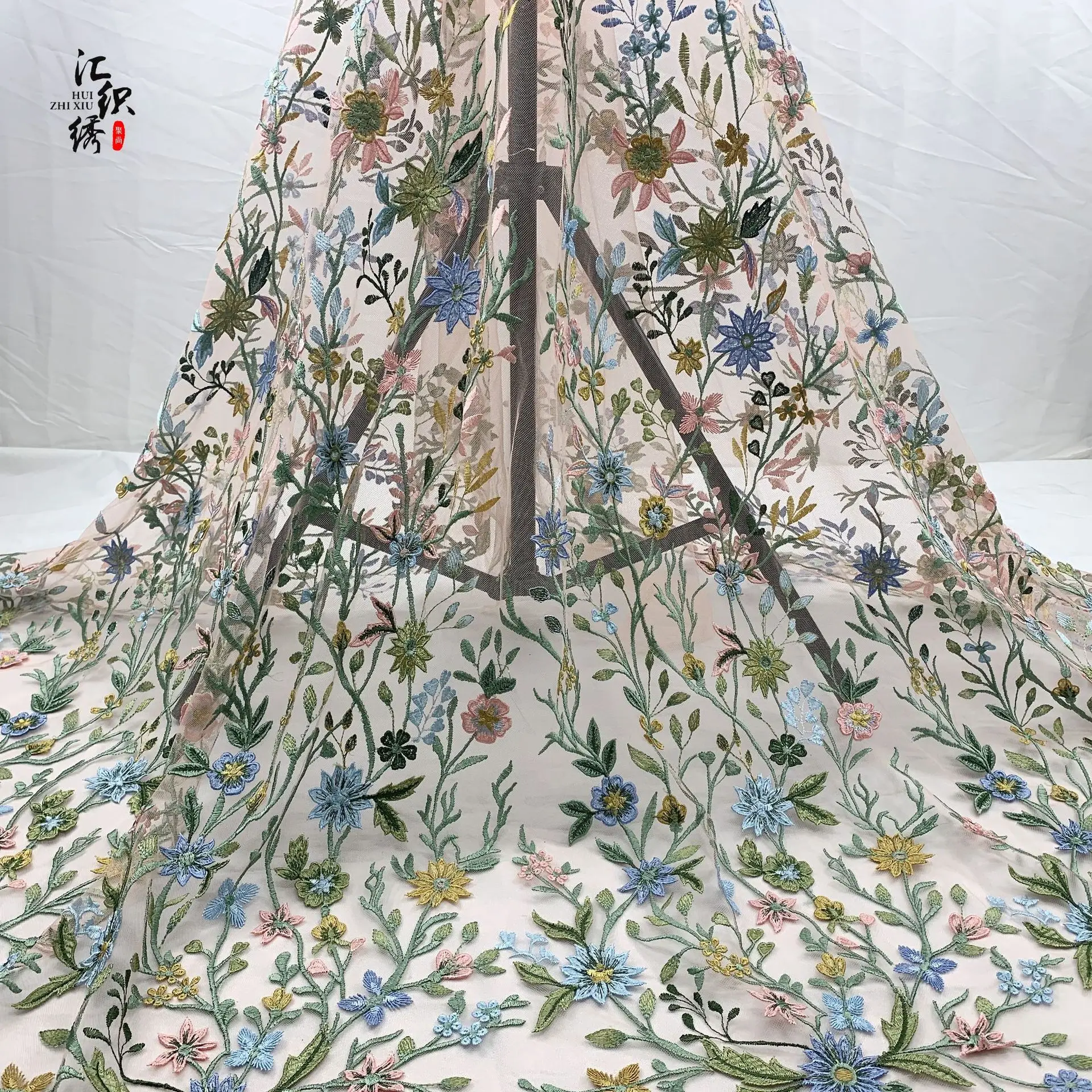 New Product Three Dimensional Mesh With Colorful Embroidery Fabric, Embroidered Lace, Fabric