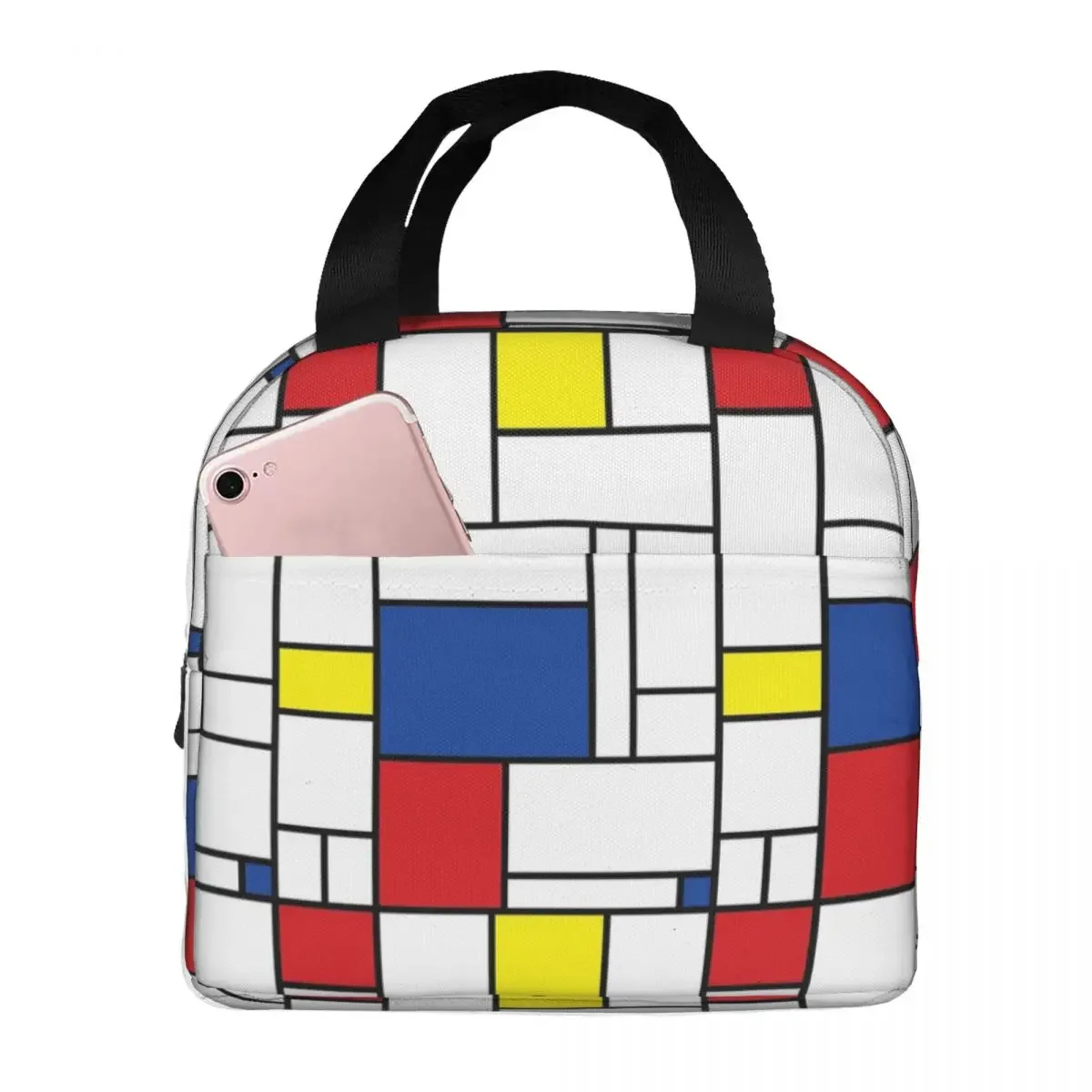 

Mondrian Minimalist De Stijl Modern Art II Fatfatin Lunch Bags Insulated Bento Box Cooler Thermal Bag for Woman Kids Work